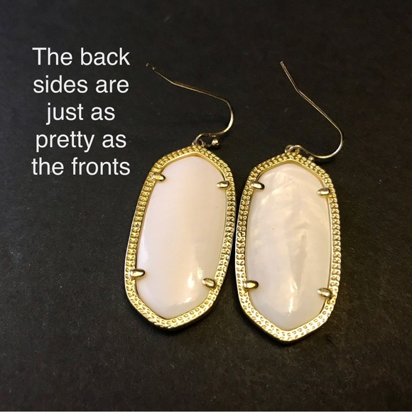NWOT Kendra Scott Elle Gold Drop Earrings White Mother of Pearl 14k gold plated - Picture 4 of 5